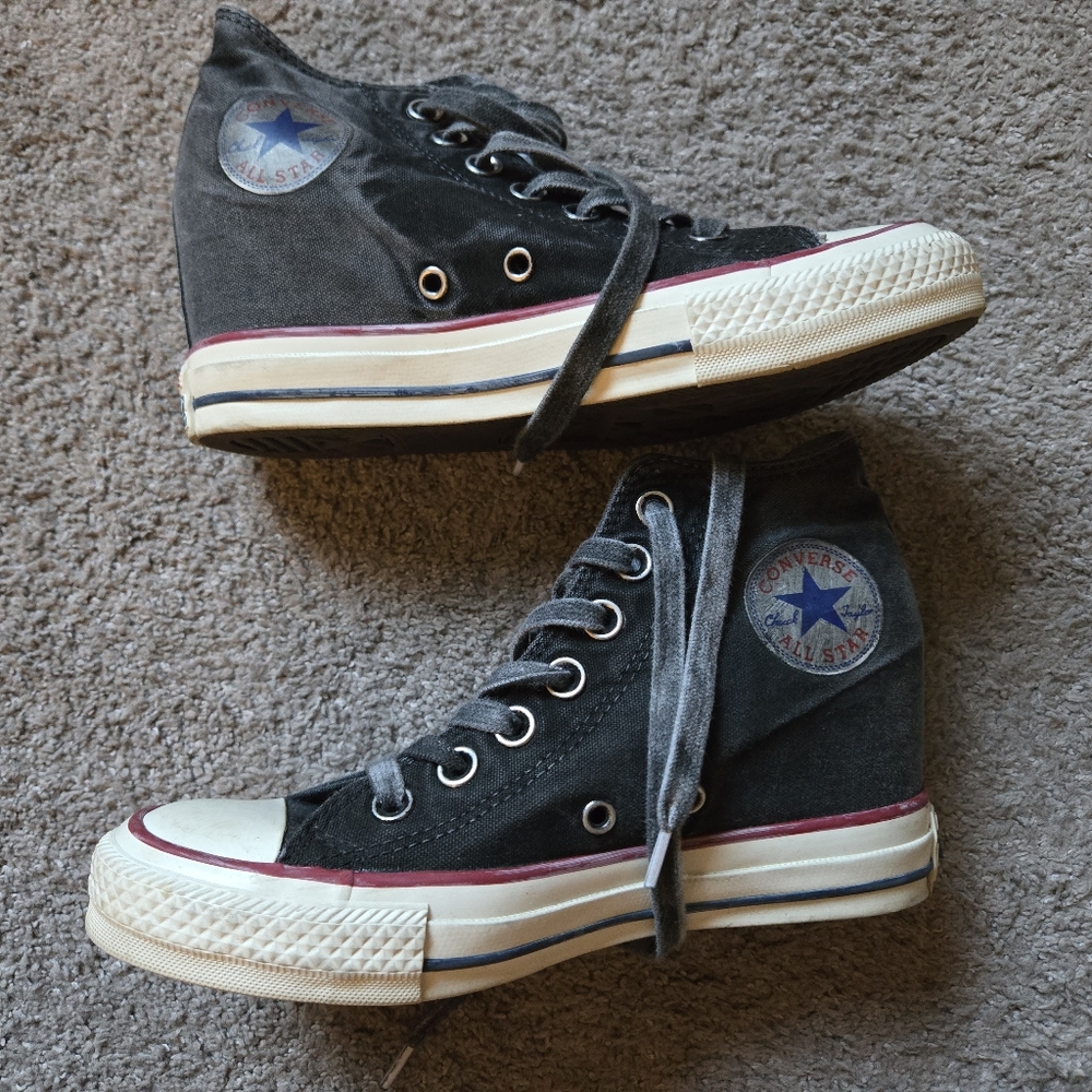 Converse High-Top Sneakers in Washed Blue Denim